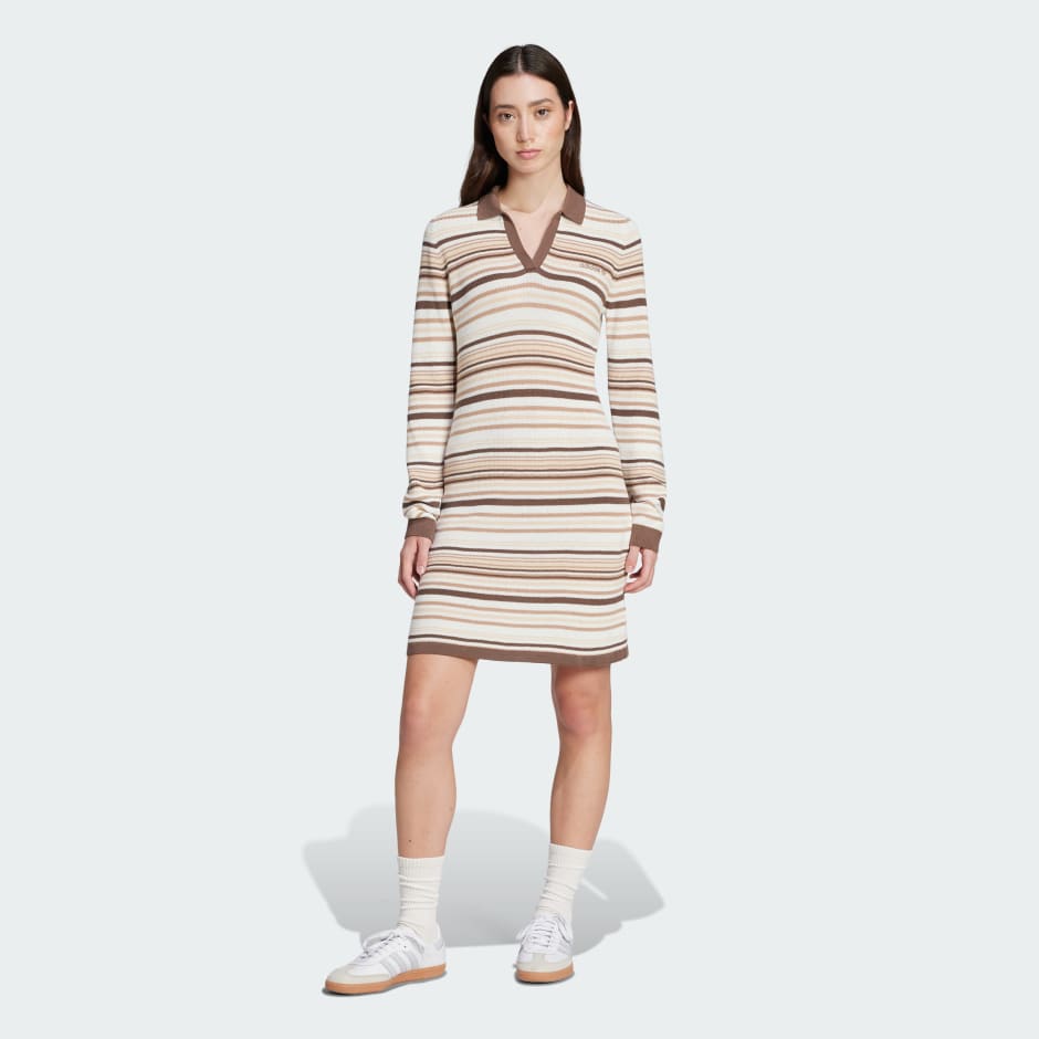 adidas Striped Knitted Polo Dress