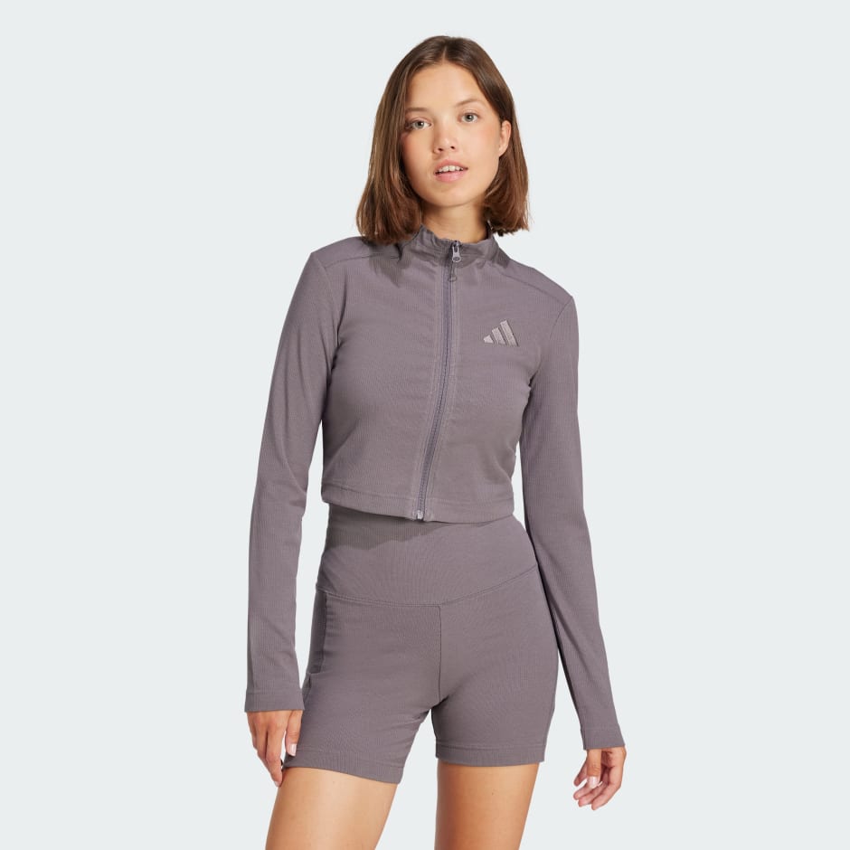 adidas All SZN Ribbed Crop Long Sleeve Top