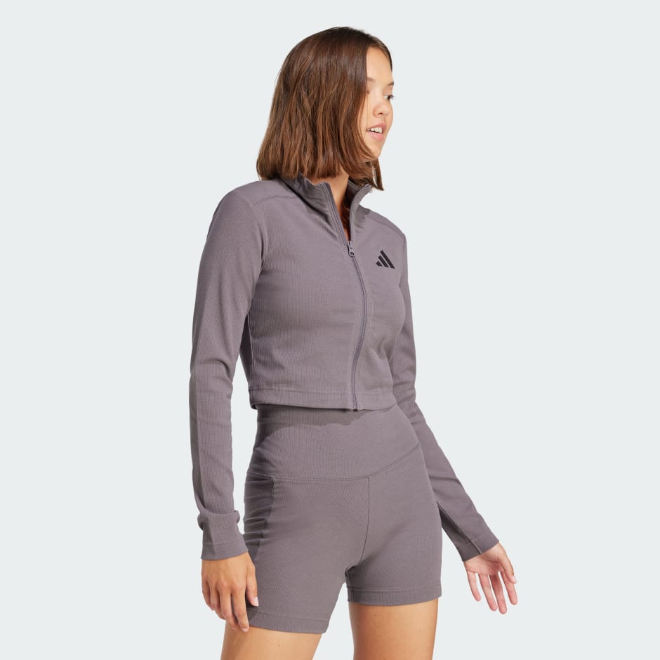 adidas All SZN Ribbed Crop Long Sleeve Top - Image 3